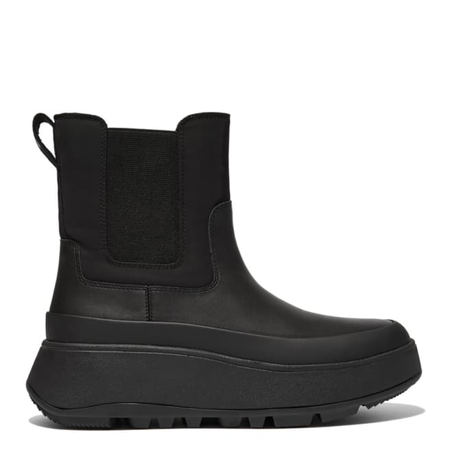 FitFlop Black F Mode Leather Waterproof Flatform Chelsea Boot