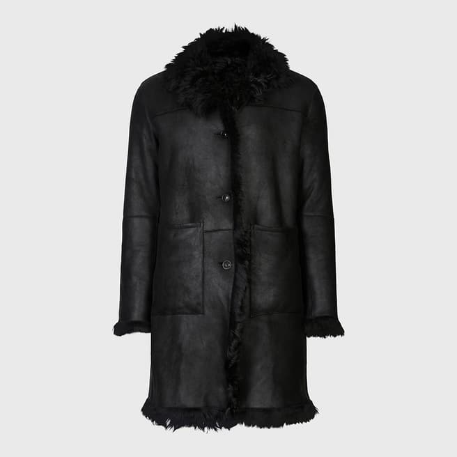 John Varvatos Black Beaver Longline Coat