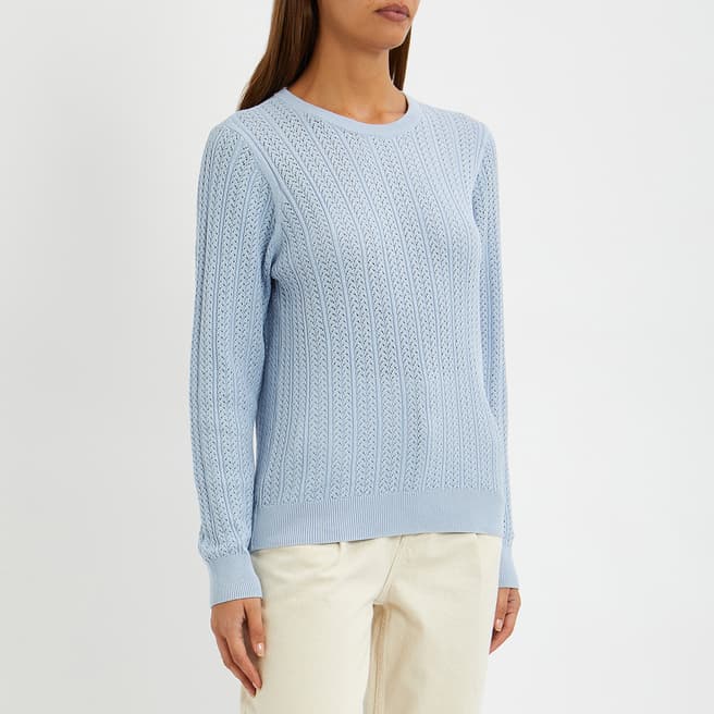 Crew Clothing Blue Summer Cable Knit Jumper