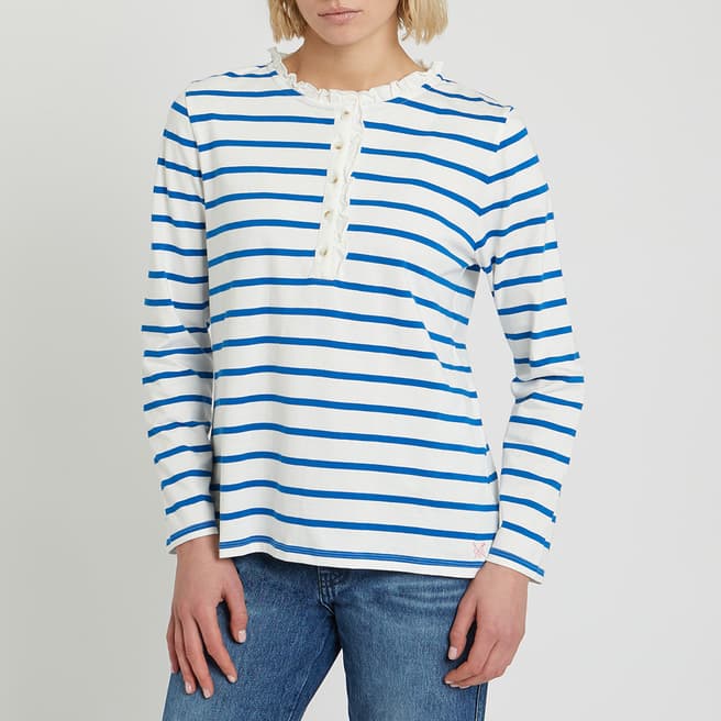 Crew Clothing White/Blue Frill Stripe Top