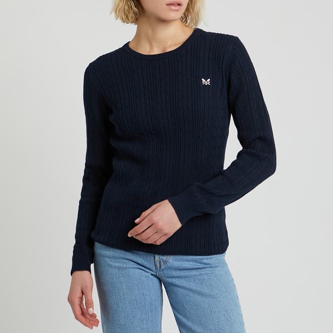 Crew Clothing Navy Cotton Cable Knit Jumper