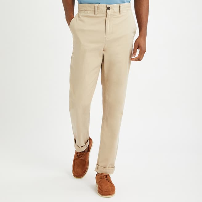Crew Clothing Beige Tapered Fit Chinos