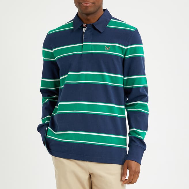 Crew Clothing Navy/Green Cotton Rugby Shirt