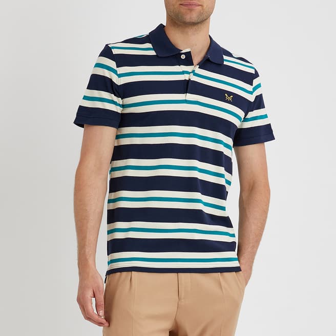 Crew Clothing Navy/Blue Striped Polo Shirt