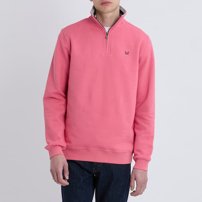 Crew Clothing Pink 1/4 Zip Sweatshirt