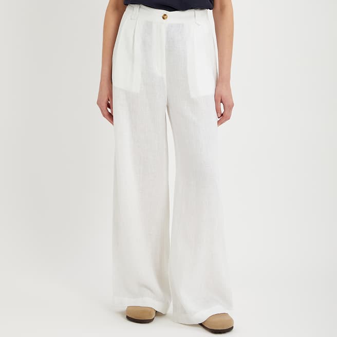 N°· Eleven White Linen Pleated Trouser