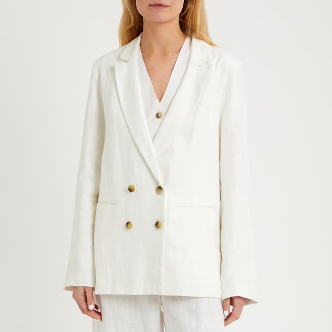 N°· Eleven White Linen Blazer