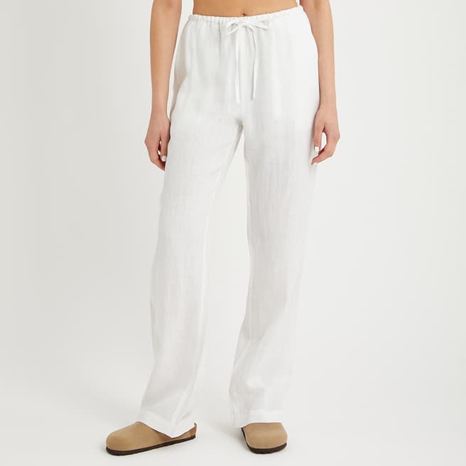 N°· Eleven White Linen Pull On Trouser
