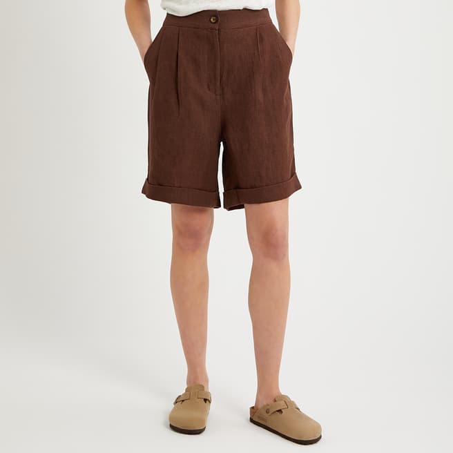N°· Eleven Cocoabean Linen Pleated Short