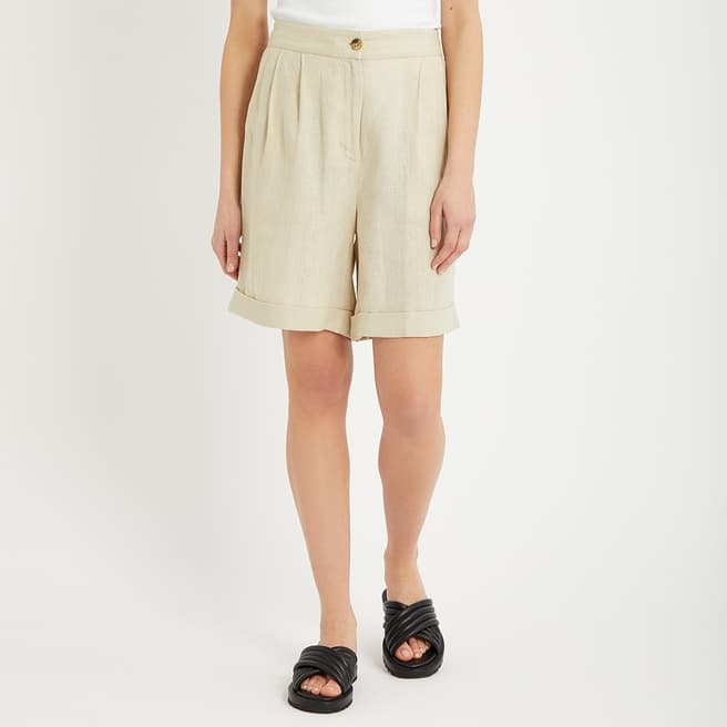N°· Eleven Sand Linen Pleated Short