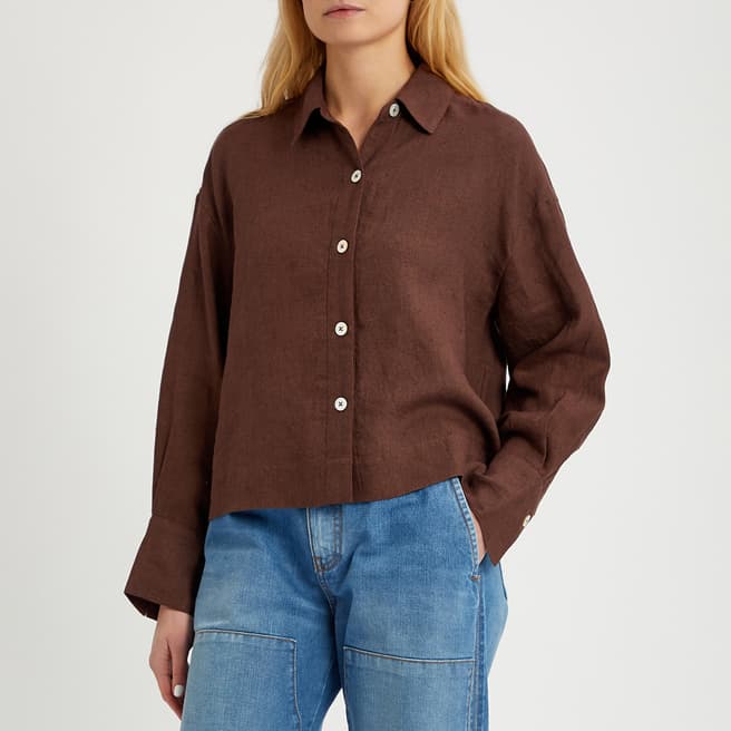 N°· Eleven Cocoabean Linen Crop Shirt
