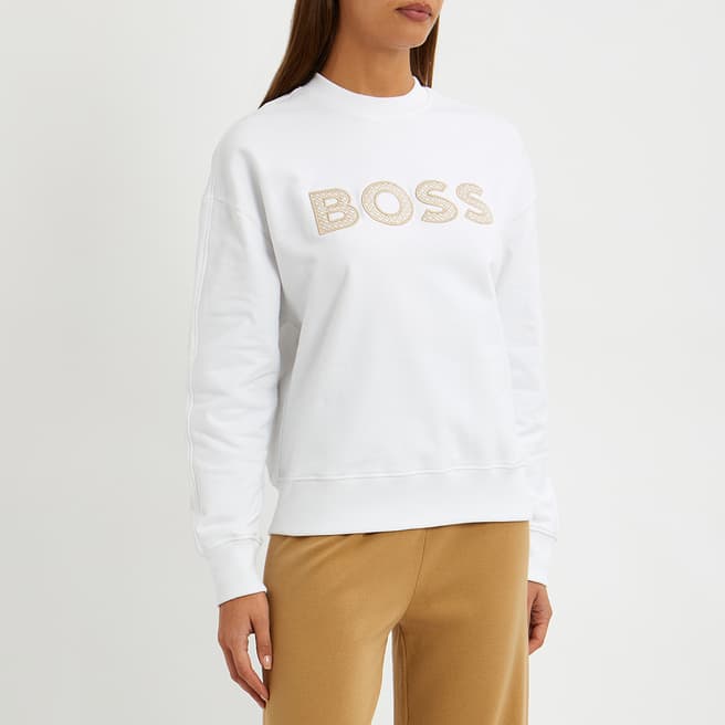 BOSS White Large Chest Logo Sweatshirt