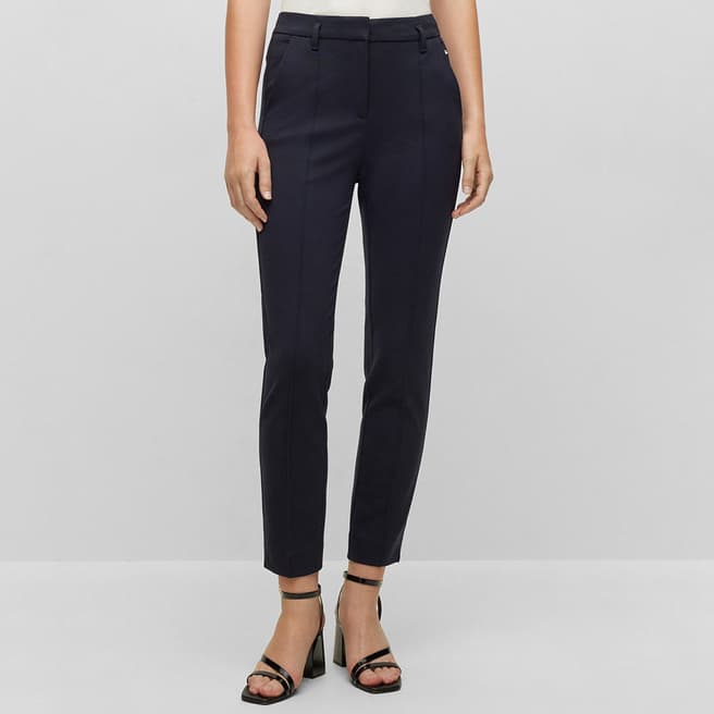 BOSS Navy Terasy Stretch Straight Trousers