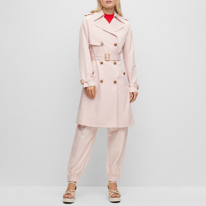 BOSS Pink Conry Double Breasted Trench Coat