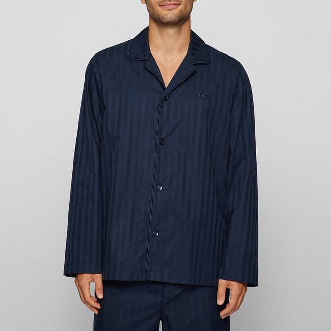 BOSS Dark Blue Premium Cotton Pyjama Shirt