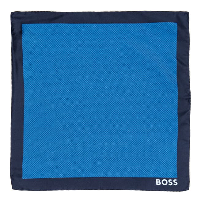BOSS Bright Blue Silk Pocket Square