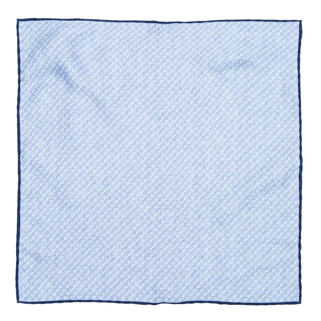 BOSS Blue Printed Silk Pocket Square