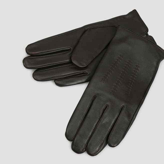 BOSS Dark Brown Hainz Leather Gloves