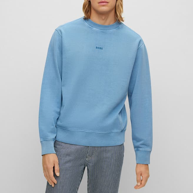 BOSS Light Blue Wefade Cotton Sweatshirt