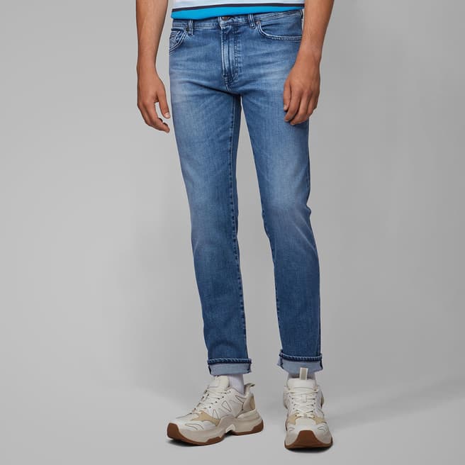 BOSS Mid Blue Maine Straight Jeans