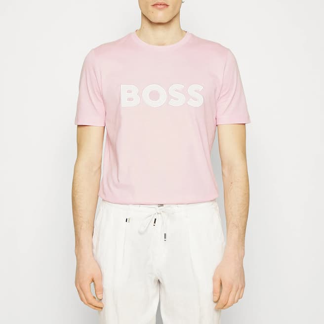 BOSS Pink Tiburt Large Logo T-Shirt