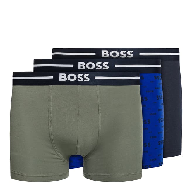 BOSS Blue/Khaki 3 Pack Trunks 