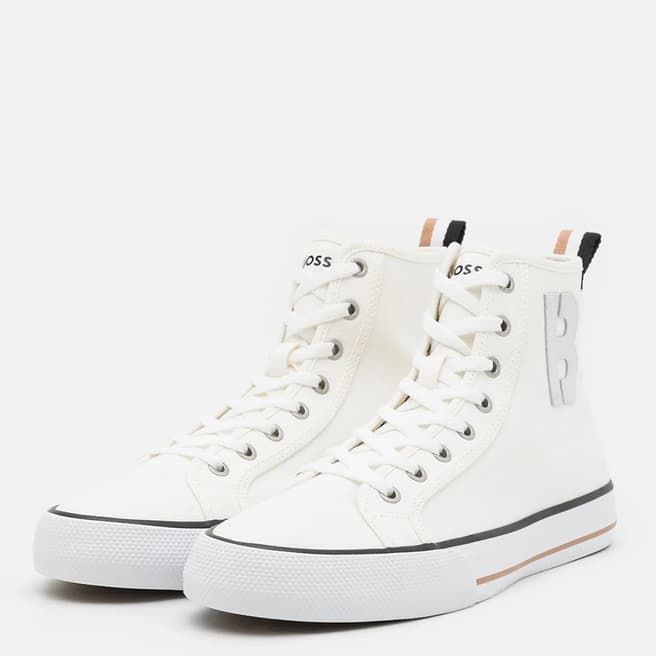 BOSS White Aiden Cotton Trainers