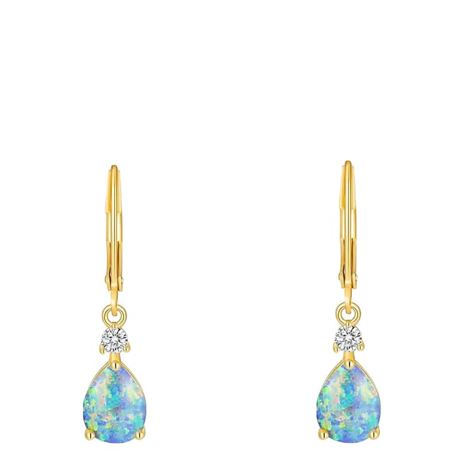 Liv Oliver 18K Gold Blue Opal Drop Earrings