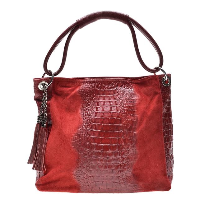 Luisa Vannini Red Italian Leather Top Handle Bag