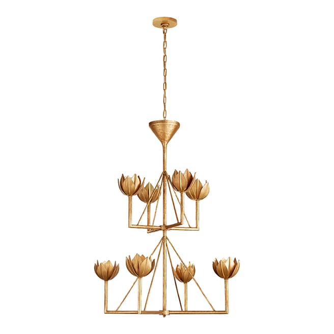 Julie Neill for Visual Comfort & Co. Alberto Medium Two Tier Chandelier in Antique Gold Leaf