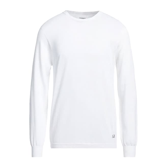 C.P. Company White Side Logo Knitted Cotton Jumper