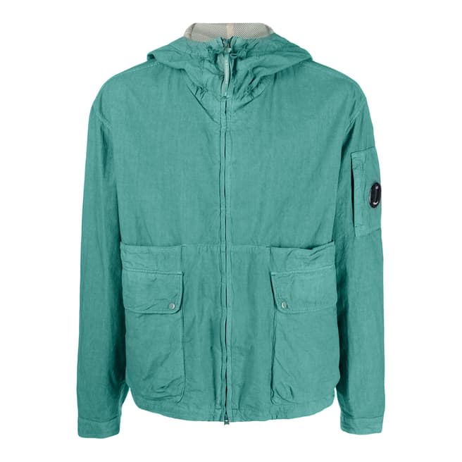 C.P. Company Teal Zip Up Hooded Cotton Jacket
