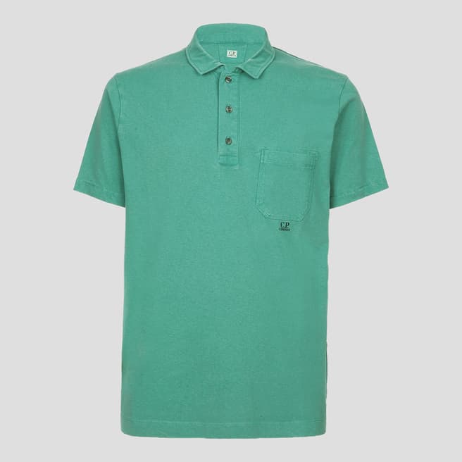C.P. Company Teal Jersey Chest Pocket Cotton Polo Shirt 