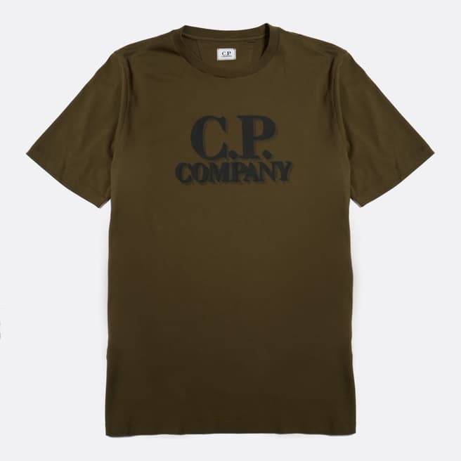 C.P. Company Khaki Large Chest Logo Cotton T-Shirt