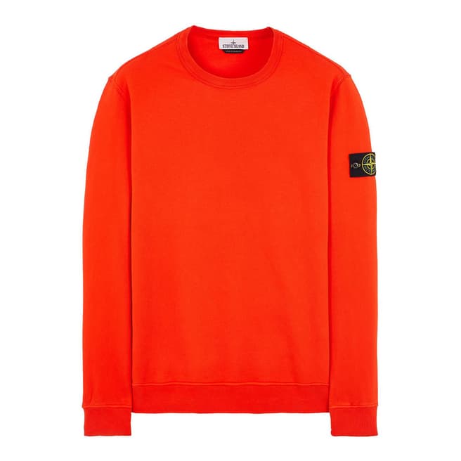 Stone Island Orange Brushed Cotton Fleece Sweatshirt