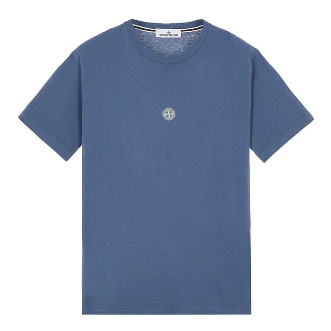 Stone Island Blue Lettering Two Print Cotton T-Shirt