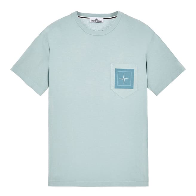 Stone Island Blue Abbreviation Two Print Cotton T-Shirt