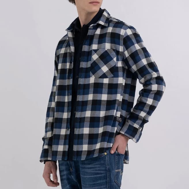 Replay Navy Check Flannel Shirt