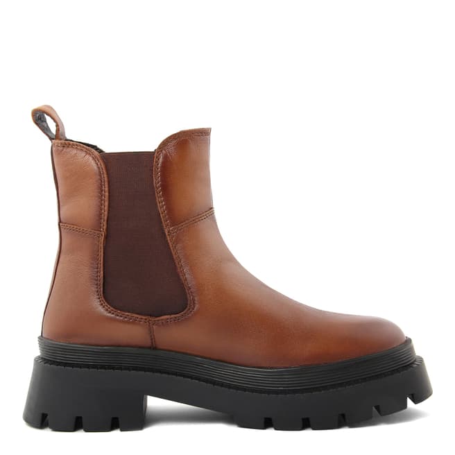 Officina55 Tan Leather Chunky Chelsea Boots