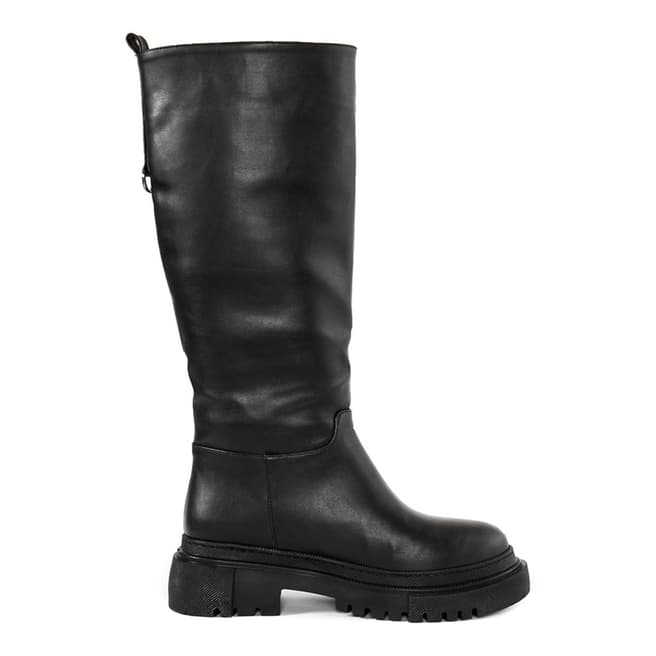 Officina55 Black Leather Chunky Long Boots