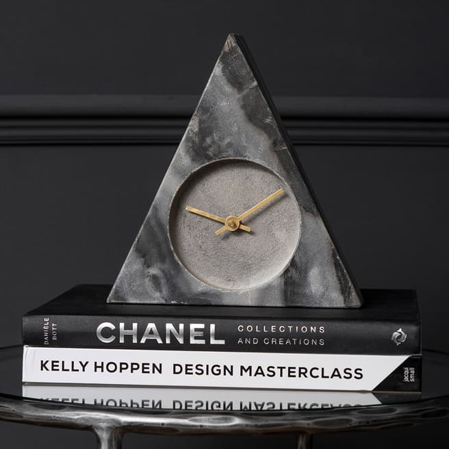 The Libra Company Grey Marble Triangular Mantel Clock