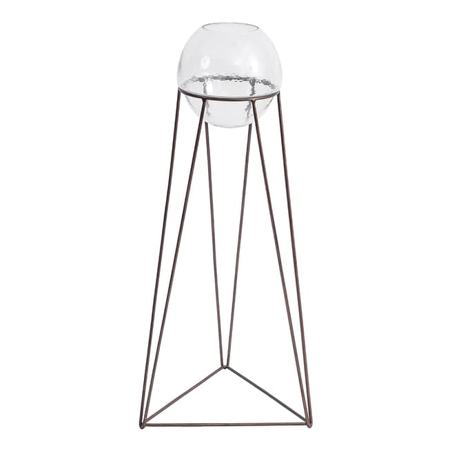 The Libra Company Bersa Floor Standing Fishbowl Planter with Aged Copper Base
