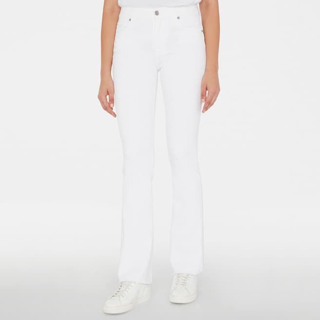 7 For All Mankind White Shell Raw Cut Bootcut Stretch Jeans