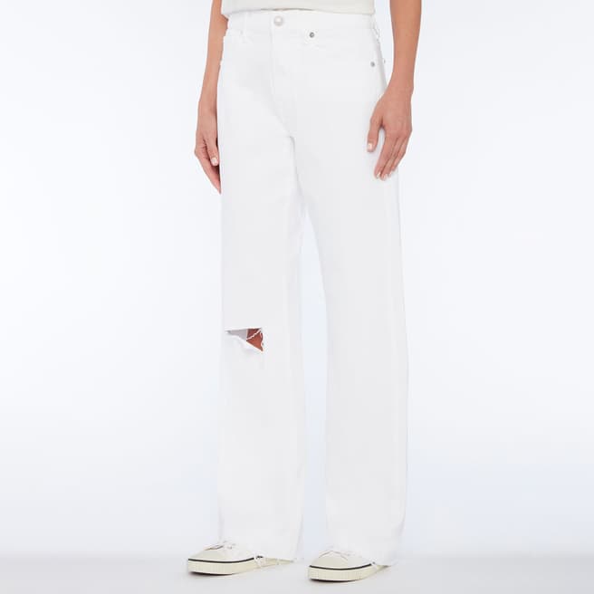 7 For All Mankind White Tess Distressed Stretch Jeans
