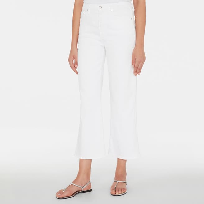 7 For All Mankind White Alexa Luxe Cropped Stretch Jeans