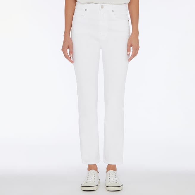 7 For All Mankind White Slim Ankle Luxe Stretch Jeans