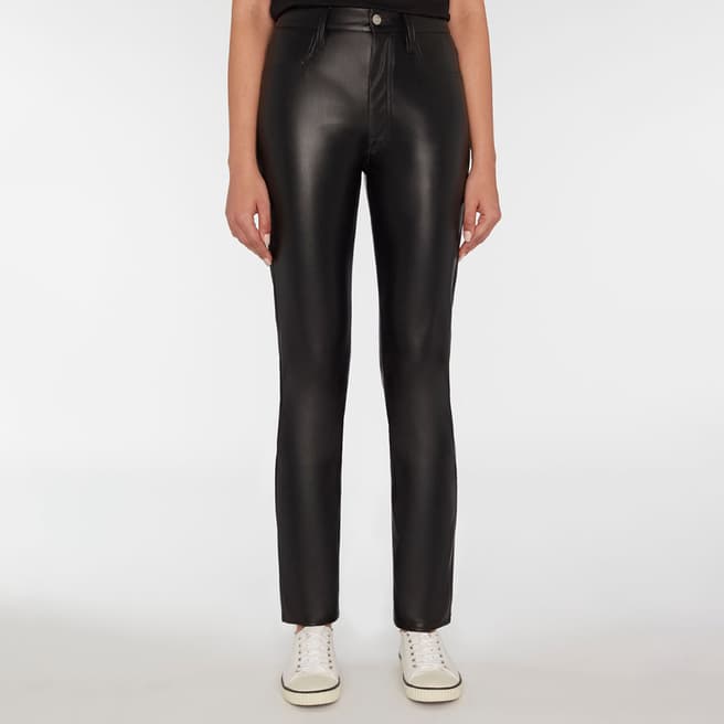 7 For All Mankind Black Slim Vegan Leather Trousers