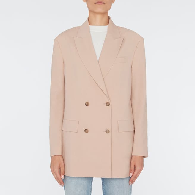 7 For All Mankind Pink Wool Blend Double Breasted Blazer