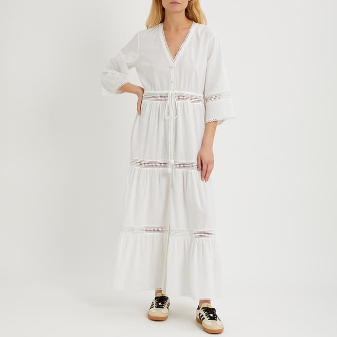 N°· Eleven White Guipure Lace Trim Cover Up