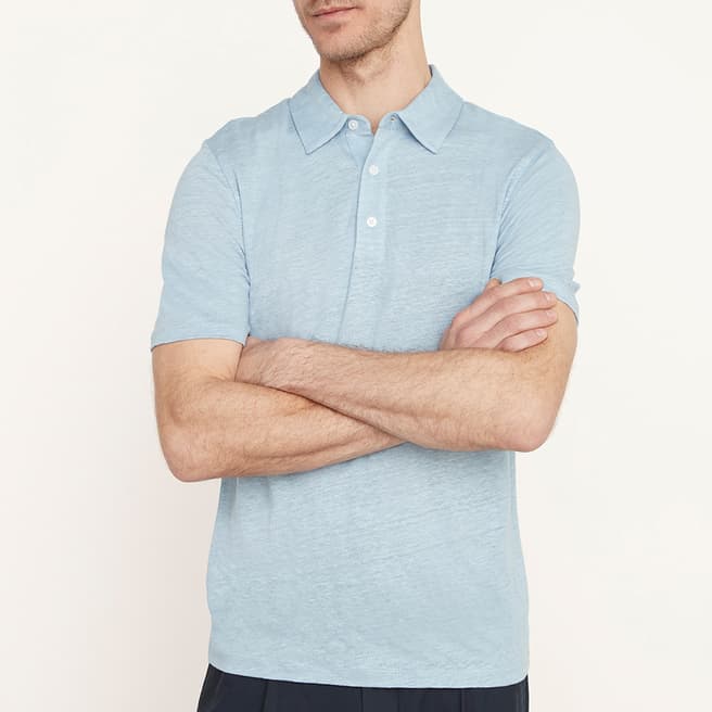 Vince Blue Linen Polo Shirt